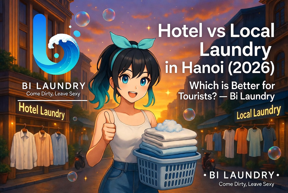 Hotel vs Local Laundry in Hanoi Price Comparison — Bi Laundry anime illustration