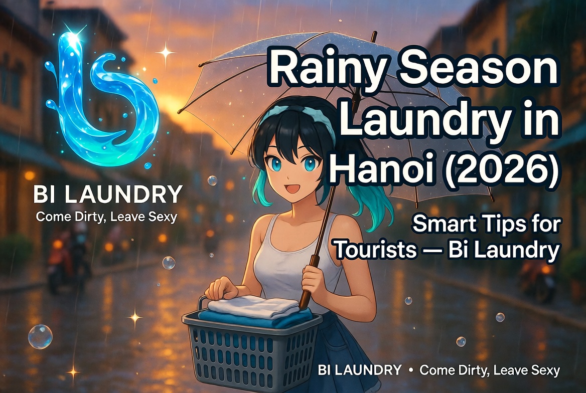 Rainy Season Laundry Guide Hanoi — Bi Laundry anime illustration